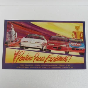 1989 Pontiac Pace Car Poster Indy 500 Trans Am Daytona 500 Turbo Grand Prix - Picture 1 of 3