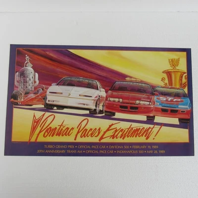 1989 Pontiac Pace Car Poster Indy 500 Trans Am Daytona 500 Turbo Grand Prix - Image 1 of 3