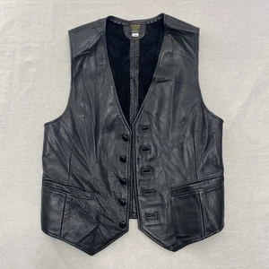 Chaleco de Cuero Champlain de Colección 5 Botones Negro Talla 40 Burlington Vermont Hecho en EE. UU. - Imagen 1 de 10