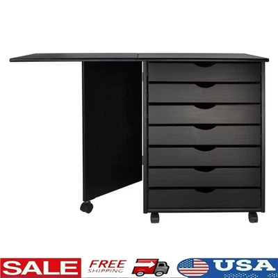 Solid Wood Rolling Storage Cart Mobile Unit Removable Drawers Compact Design New - Image 1 of 4