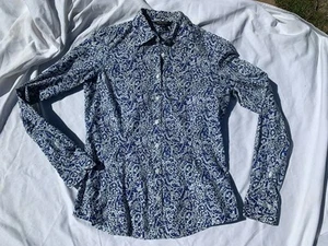 Liberty Of London Brooks Brothers Blue & White Blouse Sz 0/XS - Imagen 1 de 8