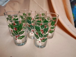 Juego de 7 vasos vintage de bayas de acebo de Navidad vasos de bola alta de 16 oz - Imagen 1 de 4