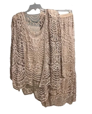 Mujeres Soulmates 100% Seda Conjunto de Vestido Madre de la Novia Champagne Cuentas Foto 1 de 4