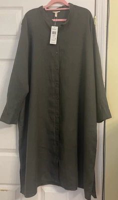 NWT $238 Eileen Fisher Grove Organic Linen Shirt Dress  1X 2X - Image 1 of 4