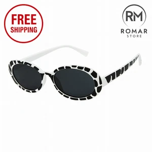 Gafas de sol de moda color vaca marco pequeño gafas ovaladas manchadas gafas de sol - Imagen 1 de 5