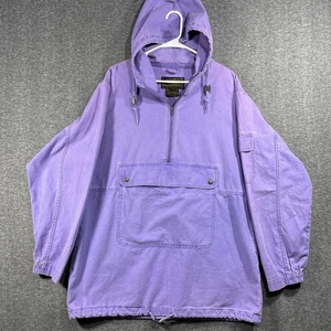 Eddie Bauer Herren Medium Vintage lila Baumwolle Anorak Hoodie schwarz Etikett 80er 90er - Bild 1 von 24