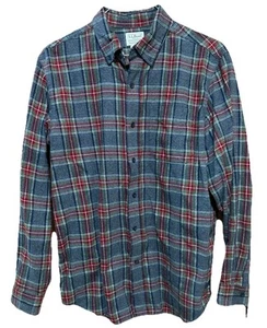 LL Bean Flannel Shirt Mens Medium Reg Scotch Plaid Button Down 228061 Cotton EUC - Picture 1 of 4