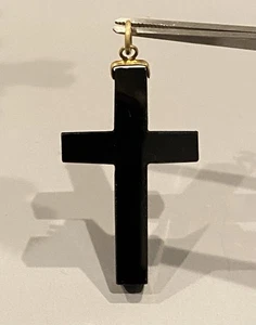 Antikes großes Jetkreuz aus schwarzem Onyx 15,92gr - Bild 1 von 12