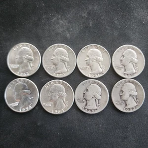 0,90% Silbermünzen Lot 8 US Silver Quarters 1,75oz gemischt datiert / Zustand  - Bild 1 von 3