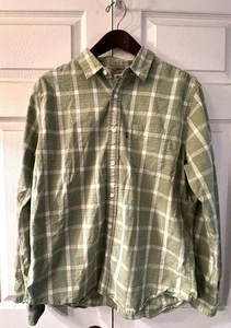 Camisa de hombre Levi's a cuadros con botones verde aguacate blanco ajuste estándar talla L algodón - Imagen 1 de 10