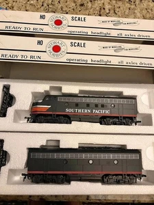 Stewart HO Scale F7A & F7B Phase 1 Late SP Black Widow #9160 & 9161 Old Stk. NEW - Picture 1 of 3