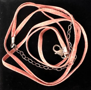 Vintage Necklace MARKED 925 STERLING SILVER Pink Leather Chord  Jewelry lot y - Picture 1 of 6