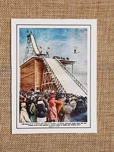 Figurina originale La Domenica del Corriere 1922 Calgary Sci acrobatico Canada - Imagen 1 de 1