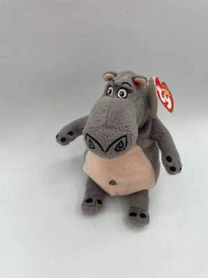 New Damaged Tag Ty Beanie Babies Madagascar Gloria Hippo 2008 6" - Image 1 of 4