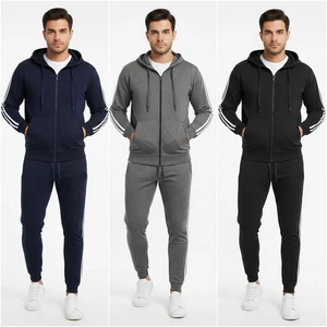 Tuta Uomo Invernale Felpata Cotone Felpato Completo Giacca Pantaloni Sportiva l - Picture 1 of 43