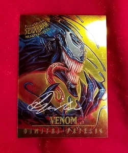 1995 Marvel Fleer Ultra VENOM Dimitri Patelis SIGNED Card Spiderman Masterpieces - Picture 1 of 2