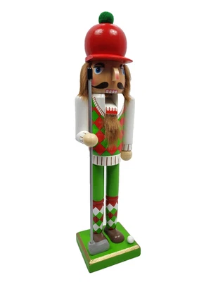 Ornativity Golf Player Christmas Nutcracker – Red and Green Wooden Golfer (NIB) - Image 1 of 4