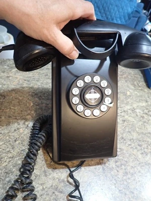 Crosley CR55 Black Wall Phone - Brushed Chrome Retro look - Work!  Tested! - Image 1 of 4