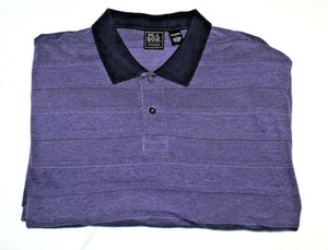 Jos A Bank Purple Stripe Polo Original Fit Short Sleeve Shirt 100% Cotton Large - Picture 1 of 3