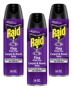 3 Pack Raid Flea Killer Plus Carpet & Room Spray Kills Fleas Bed Bugs Eggs 16 oz - Picture 1 of 14