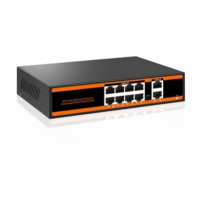 10-port 100Mbps PoE Switch with 2 UpLink ports 150W 802.3af/at Unmanaged - Image 1 of 4
