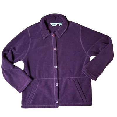 Chaqueta Eddie Bauer Polartec Poliéster Borgoña Cuello Abotonado Vellón L Alto Foto 1 de 4