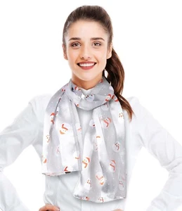 [CBC Krone] Weihnachten Schal süß Schneemann Motiv, Seide-Feeling 13" x 60"  - Bild 1 von 16