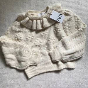 NEW Zara (two Avail) Ruffles Knit Cream Bobble Sweater girls SIZE 9 - Picture 1 of 4