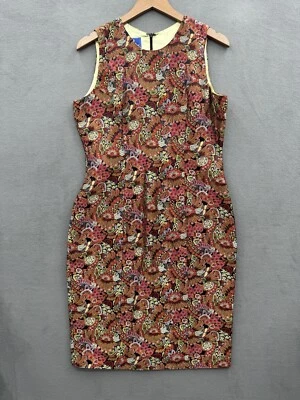 Tori Richard Women's 14 Sheath Silk Dress Multicolor Embroidered Floral Lined - Image 1 of 4