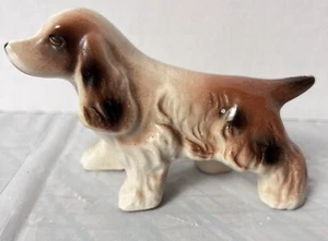VTG ENGLISH SPRINGER COCKER SPANIEL DOG CERAMIC GLAZED FIGURINE MADE IN JAPAN BC - Picture 1 of 7