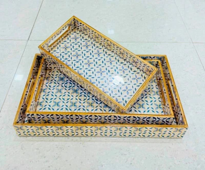 Wood Serving Tray with Cutout Handles Kitchen Food Tray Great for Dinners Party, - Image 1 of 4