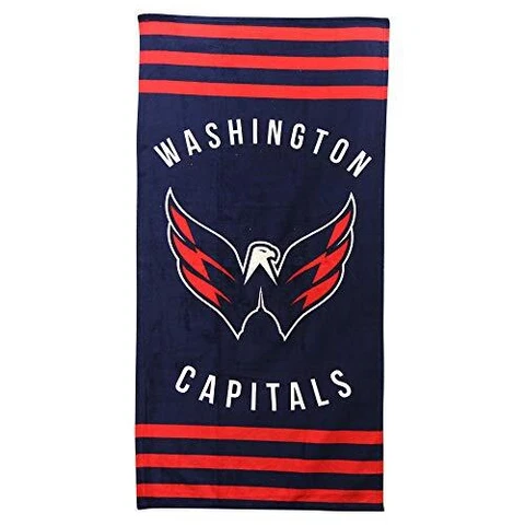 NHL Striped Beach Bath Towel 30" x 60" (Washington Capitals) Cover
