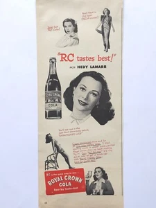 1947 vintage Royal crown cola print ad featuring Hedy Lamarr - Picture 1 of 1
