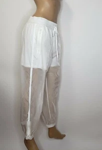DKNY Pure White Transparent Trousers Casual Streetwear Sport Style Pants Size XS - Picture 1 of 4
