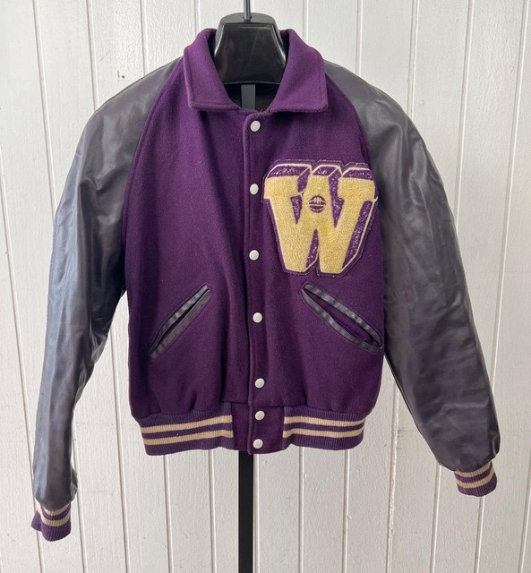 1950s Varsity Jacket Vintage Blank Letterman Coat Purple 