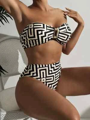 Bikini Set Bandeau Damenbikini  gefüttert Trägerlos Körbchen B/ Größe M - Bild 1 von 3