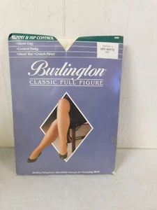Burlington Classic Full Figure Tummy & Hip Control Pantyhose NEW Off White - Picture 1 of 6