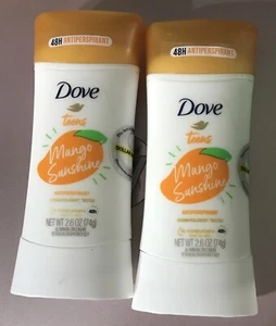 DOVE Teens Antiperspirant Mango Sunshine 48H 2.6 oz lot of 2 - Picture 1 of 2