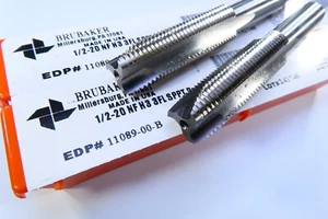 LOT 2 PCS NEW BRUBAKER PLUG 1/2-20 NF H3 3FL SPPT HSS 11089 THREAD FORMING TAP - Picture 1 of 3