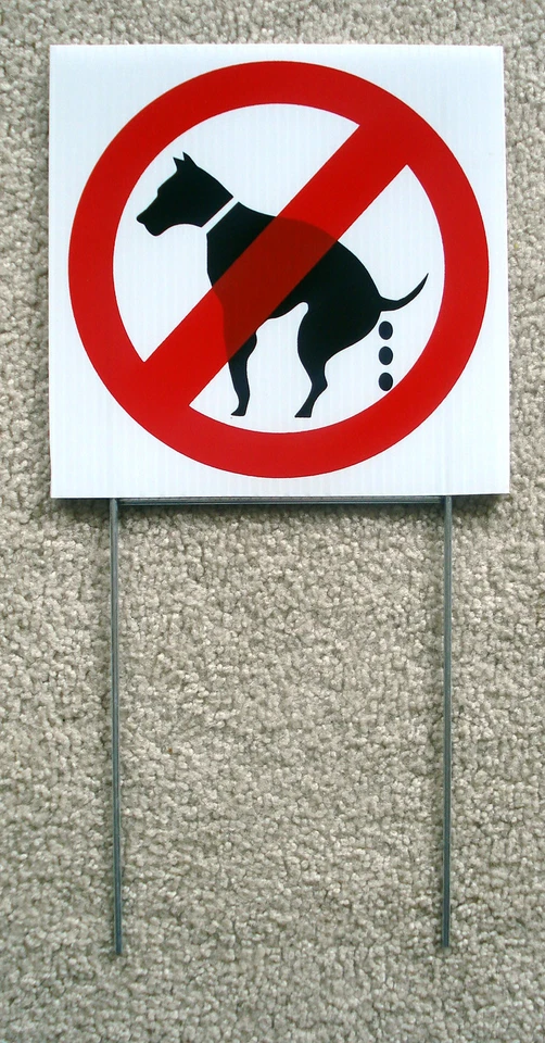 БЕЗ СОБАКИ POOP 8 «X 8» пластиковый Coroplast знак с кольем новый белый - Изображение 1 из 1