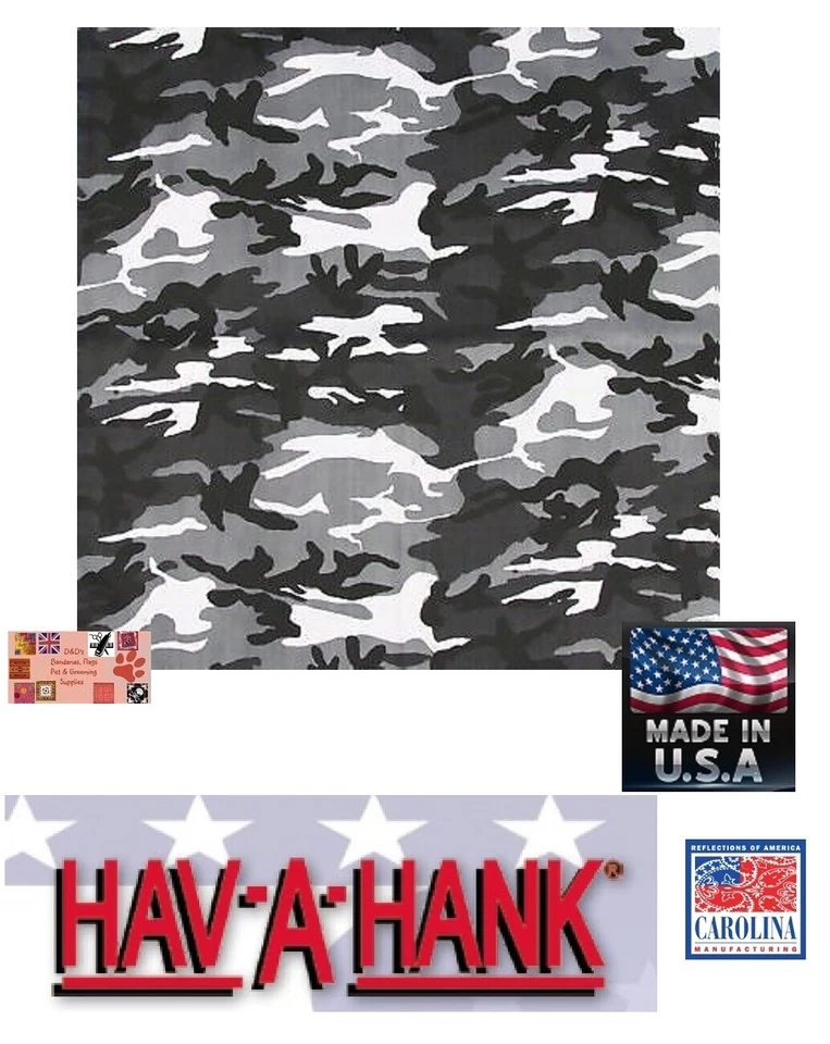 USA MADE URBAN GRAY Grey CAMO Camouflage Bandana Head Neck Wrap Scarf Face Mask - Image 1 of 1