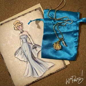 Upcycled Gold Plated Princess Cinderella Charms + 2011 Disney Designer Note Card - Bild 1 von 4
