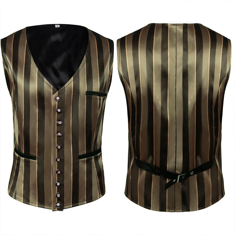 Steampunk Men's Waistcoat Victorian Gothic Retro Fashion Vest Cosplay Costume - Image 1 of 4
