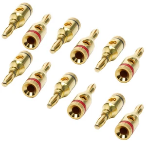 12 Pezzi Cavo Altoparlante Musicale Placcato Oro 24k Filo Pin Connettore Spina Banana B5 - Foto 1 di 11