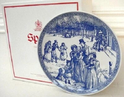 Spode Blue Room Victorian Christmas Plate with Box - New Old Stock
