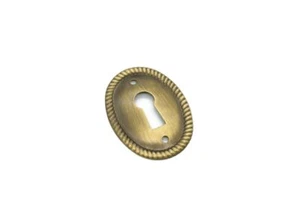 1-1/8 Keyhole Cover Plate Escutcheon Furniture Brass Key Hole Lock Plate - Picture 1 of 3