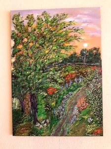 Acrylbild abstrakt Landschaft, Baum Unikat Original Kunst Keilrahmen Leinwand - Bild 1 von 3