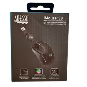 Adesso iMouse S8 USB Illuminated Mini Mouse Retractable Black - Picture 1 of 5