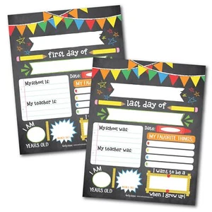 Last Day of School Sign – 10 Double-Sided First and Last Day Boards 8x10 Back... - Picture 1 of 8