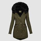 New Womens Warm Long Coat Fur Fleece Hooded Jacket Winter Parka Coats Plus Size